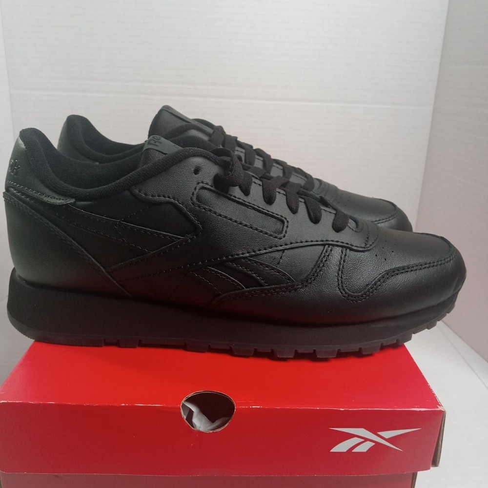 Reebok Classic Leather Unisex Black/Black/Grey Men's Size 8/ Women's Size 9.5‎